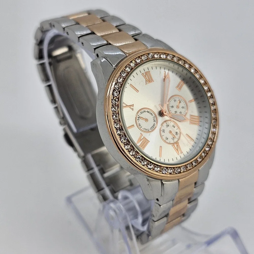 38MM Women's Watch Gray Dial Two Tone Bracelet Band 7
